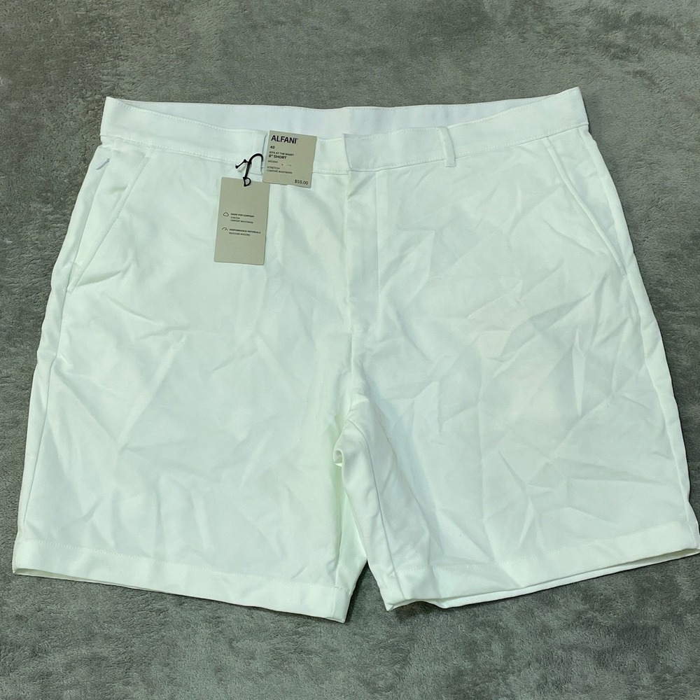 NWT Alfani Men;s 40 Tech Short White Cotton Blend